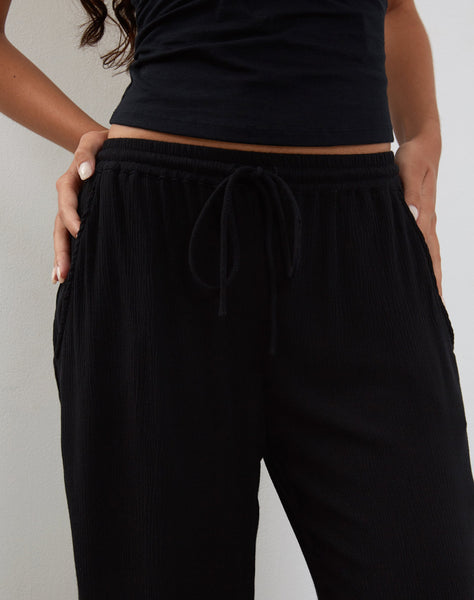 image of Cisa Wide Leg Trouser in Crinkle Black