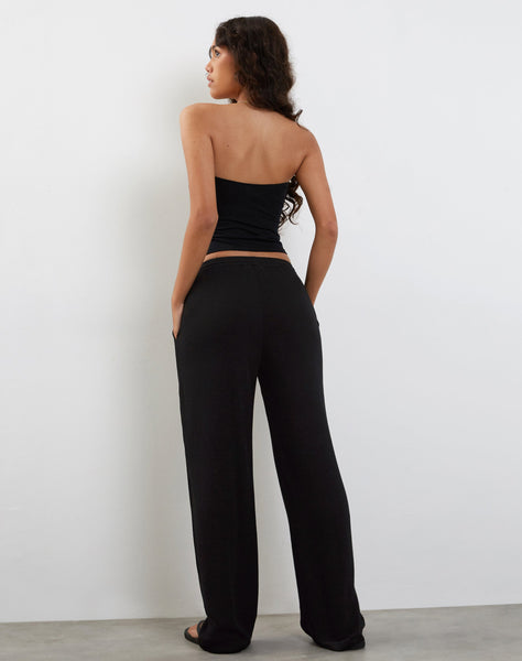 image of Cisa Wide Leg Trouser in Crinkle Black