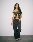 Image of Citra Bardot Frill Top in Buttercup Black Yellow