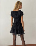 Image of Clara Mini Dress in Polka Black Chiffon