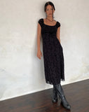 Image of Clarisse Midi Dress in Mesh Vine Flower Black