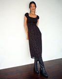 Image of Clarisse Midi Dress in Mesh Vine Flower Black