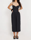 Image of Clementine Corset Midi Dress in Black Poplin