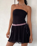 Image of Cleodora Bandeau Mesh Mini Dress in Black with Pink Waistband