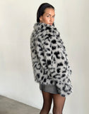 Image of Joji Cropped Faux Fur Jacket in Grey Leopard