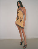 Image of Clooney Fringe Dress in Flower Yellow Brown