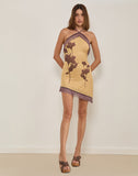 Image of Clooney Fringe Dress in Flower Yellow Brown
