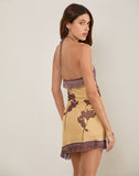 Image of Clooney Fringe Dress in Flower Yellow Brown