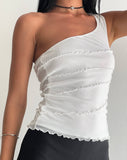 Image of Cochise Seam Detail One Shoulder Mesh Top in Ivory