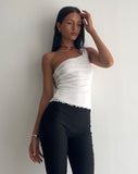 Image of Cochise Seam Detail One Shoulder Mesh Top in Ivory