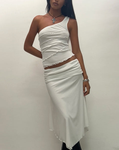 Image of Chenoa Midi Side Split Skirt in Ivory