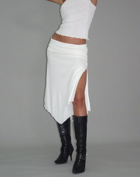 Image of Chenoa Midi Side Split Skirt in Ivory