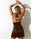 Image of Coda Bodycon Dress in Satin Rich Brown