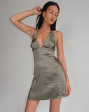 Image of Coda Slip Dress in Satin Dark Olive