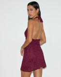 Image of Codami Halterneck Mini Dress in Sequin Knit Burgundy