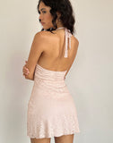 Image of Codami Halterneck Mini Dress in Lace Lotus Pink