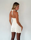 Image of Codami Halter Neck Mini Dress in Rose Lace Ivory