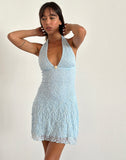 image of Codami Halterneck Mini Dress in Ice Blue Lace