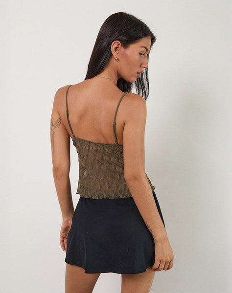 Image of Cojira Cami Top in Textured Knit Mocha Brown