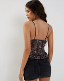 Image of Cojira Mesh Butterfly Top in Batik Brown Botanical Print