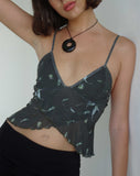 Image of Cojira Mesh Butterfly Top in Floral Khaki Silhouette