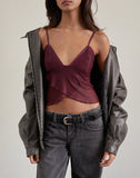 Image of Cojira Mesh Butterfly Top in Tonal Burgundy Paisley