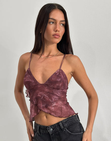 Jatmi Corset Top in Bouquet Roses Cream
