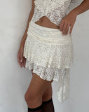 Image of Theri Frill Mini Skirt in Rose and Ivory Lace