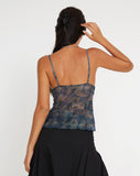 image of Cojira Mesh Butterfly Top in Tonal Blue Paisley