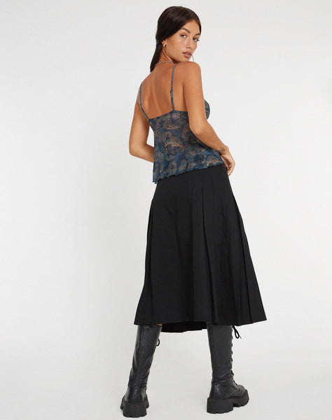 image of Cojira Mesh Butterfly Top in Tonal Blue Paisley