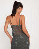 Image of Cojira Mesh Butterfly Top in Floral Khaki Silhouette