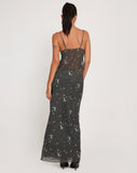 image of Trula Mesh Maxi Skirt in Floral Khaki Silhouette