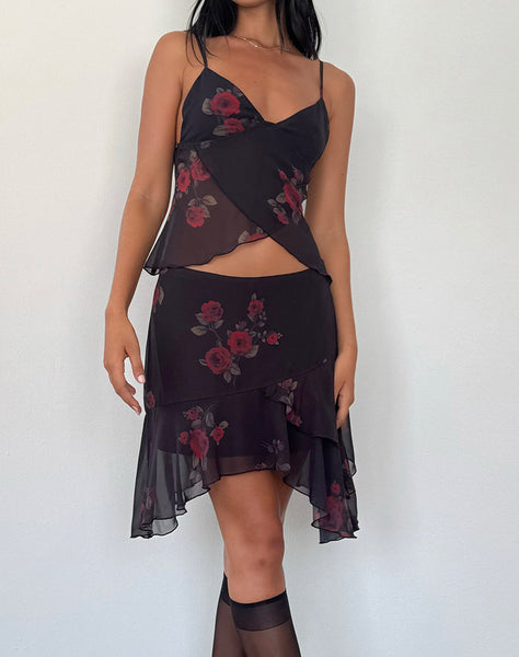 Image of Cojira Mesh Butterfly Top in Vintage Roses Black