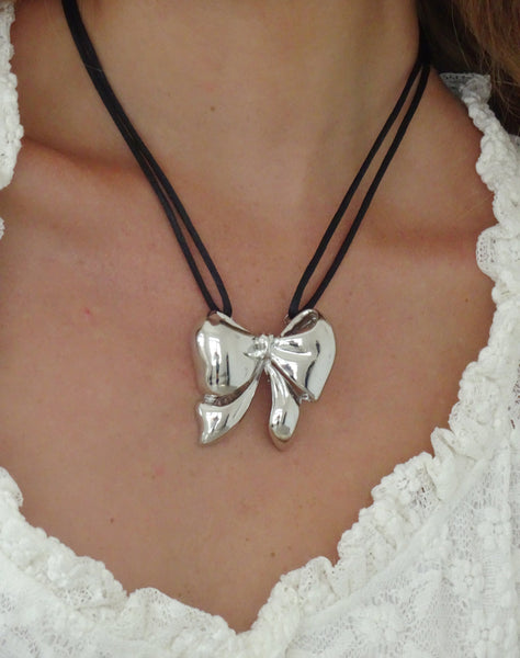 Image of Colette Cord Big Bow Necklace by Gemini Jewels