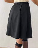 image of Colette Pleated Knee Length Skirt in Black Tailoring