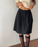 image of Colette Pleated Knee Length Skirt in Black Tailoring