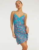 image of Coline Printed Mini Dress in Contrast Floral Blue