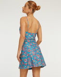 image of Coline Printed Mini Dress in Contrast Floral Blue