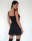 Image of Coraline Bow Mini Dress in Black Chiffon