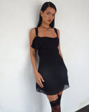 Image of Coraline Bow Mini Dress in Black Chiffon