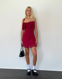 Image of Coraline Bow Mini Dress in Burgundy