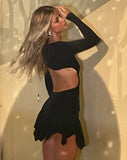 image of Cordelia Long Sleeve Cut Out Mini Dress in Black