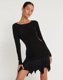 image of Cordelia Long Sleeve Cut Out Mini Dress in Black