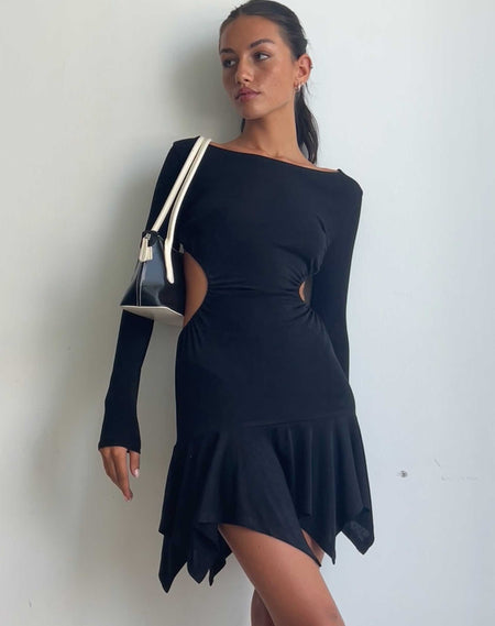 Duri Mini Dress in Black Velvet