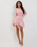 Image of Cordelia Long Sleeve Cut Out Mini Dress in Pink