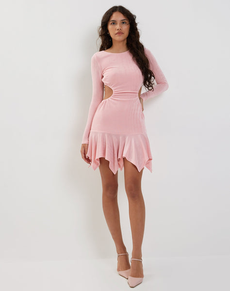 Image of Cordelia Long Sleeve Cut Out Mini Dress in Pink