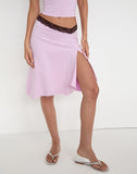 Image of Laudine Midi Skirt in Lavender with Bitter Chocolate Lace