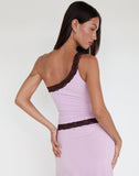Image of Cordia One Shoulder Top in Lavender with Bitter Chocolate Lace