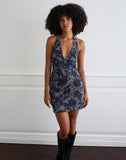 Image of Corla Mini Dress in Check Floral Blue