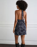Image of Corla Mini Dress in Check Floral Blue